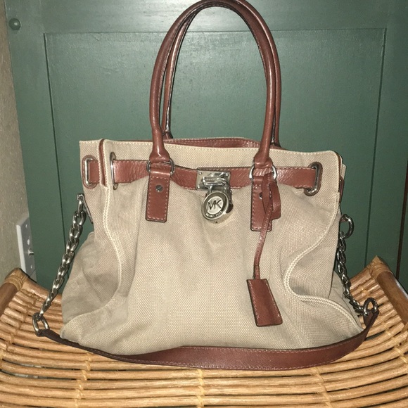 Michael Kors Handbags - Michael Kors Hamilton Lock & Key Tote, Hemp Canvas